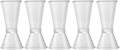iplusmile Cocktail Double Jigger - 5 piezas de estilo japonés, herramienta de barra de taza de taza de plástico transparente para camarero y
