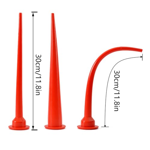30cm/11.8in Lengthen Caulking Gun Tips Plastic Applicator Caulking Nozzle Tips Replacement Extension Red (2PCS, Thick Straight)