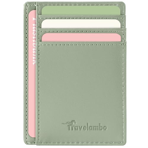 Image of Travelambo Slim Wallet Front Pocket Minimalist Leather RFID Blocking Medium Size