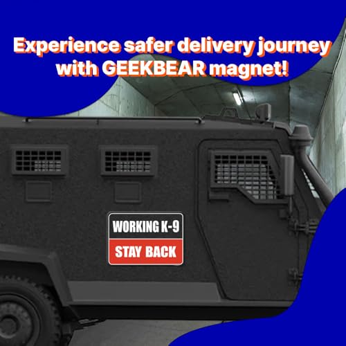 Image of GEEKBEAR Working K-9 Car Magnet (Black /Red, 2 Pack) - Reflective Waterproof Magnetic Sign - 11.7 x 8.2 in
