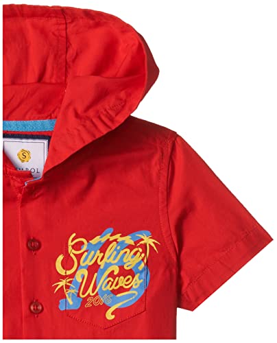 Image of Amazon Brand - Symbol Boys 100% Cotton Hooded Casual Shirt | Half Sleeves | Regular Fit | Age 2-7 Years
