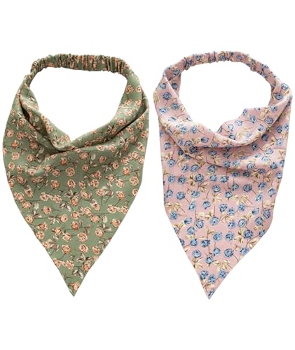 Image of Bandanas For Women, Boho Triangle Headbands, Floral Bandanas Headscarf Chiffon Hairbands Elastic Hair Scarf Boho Headbands Hair Accessories For Women Girls