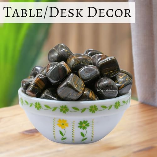 Image of Certified Iron Tiger Eye Crystal Healing Tumbled Stone, Natural Polished Crystals for DIY Crafts, Manifestation, Meditation, Pooja Feng Shui and Reiki Healing (30 Grams)