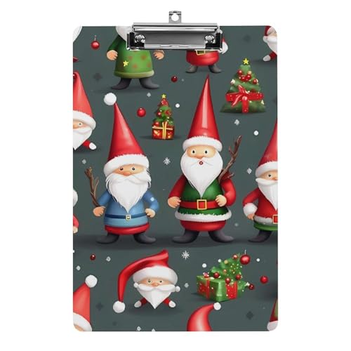 Porte-bloc acrylique imprimé nains de Noël A4, bloc-notes rigide