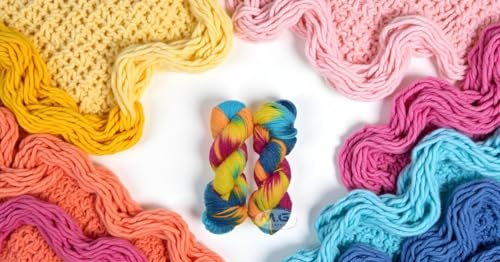 Image of Glow Knitting Yarn Wool, Rainbow 2 400 GMS Woolen Crochet Yarn Thread. Best Used with Knitting Needles, Crochet Needles-CB Art-ABAF