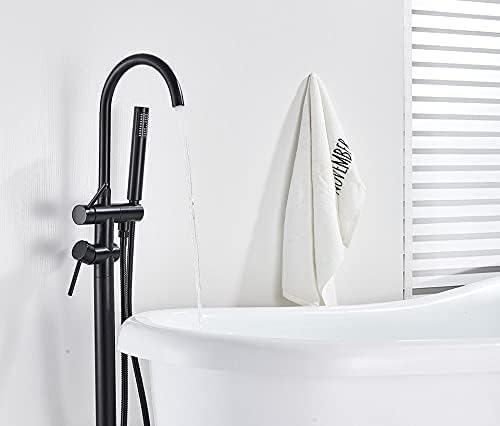 Mitigeur de baignoire sur pied deux poignées avec ensemble douche salle de bains - 4