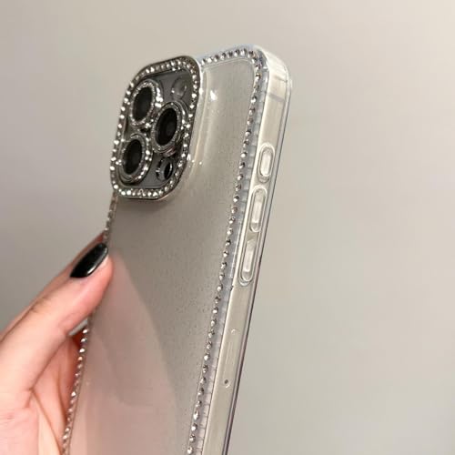 Coque antichoc iPhone 14 violette avec strass brillants et protection luxe