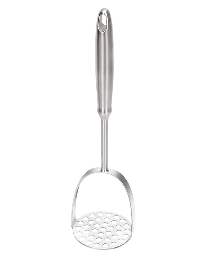 Brigii Potato Masher, Uncoated Stainless Steel Potato Press, One-Piece
