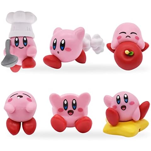 Kirby Figures simyron 6 Stück Kirby Geburtstagsparty Figures Kirby Figurines Partyzubehör Kuchendeckel Actionfiguren Geschenk Set Cover