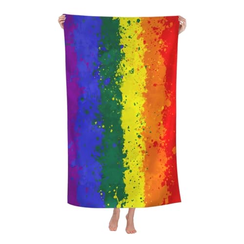 JOOCAR Pride Rainbow LGBT Beach Towel Gay Striped Beach Towels Vibrant Bath Towels Big Extra Large Pool Towels Oversized Clearance Quick Dry for Women Men Summer Decor 30x 60 Inch