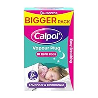 Calpol Vapour Plug Refills XL 10 Count (Pack of 1), Lavender & Chamomile, Helps with Clear and Easy Breathing, Vapour Plug In & Nightlight Refill Pads for Soothing 8 Hour Night-Time, 3+ Months