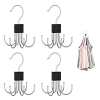 4 Stück Gürtel Aufbewahrung, 360 Grad Drehbarer Metall Gürtelhalter Platzsparend Gürtelhalter, Multifunktional Gürtel Organizer, Kleiderschrank Kleiderbügel Hook für Schals, Krawatten (Schwarz)