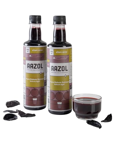 Aazol Kokum Agal: Pure Fruit Extract - 500 ml (2 Pieces) - 1000 ml | All Purpose Acid | No Sugar | Ideal for Kokum Sharbat and Solkadi | Packed with Vitamins A, B3, C, Iron,