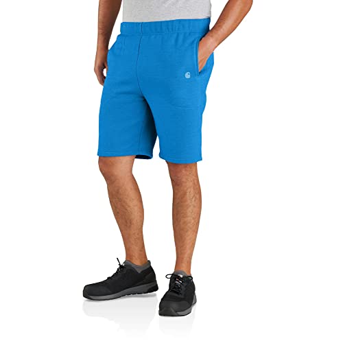 Carhartt Men's Relaxed Fit Midweight Fleece Short, Marine Blue Heather, Medium