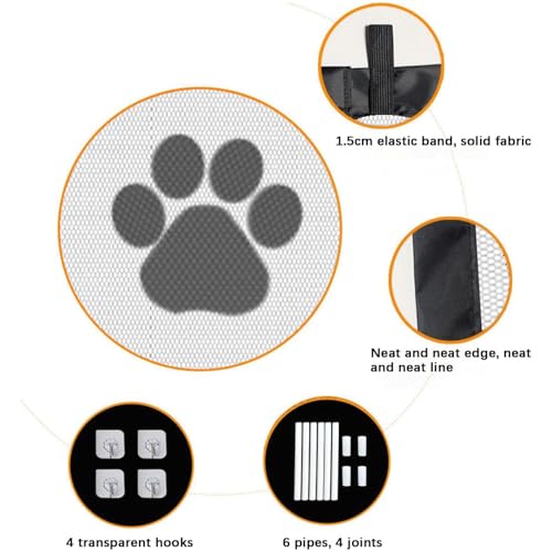 Mesh Dog Gate, Adjustable Indoor Barrier & Puppy Playpen Panel, Portable Folding Pet Safety Gate, Safety Fence for Stairs & Doorways(110 x 80cm) - Image 4