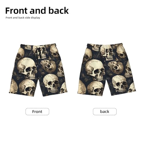 Boys Beach Board Shorts Swim Trunks Quick Dry Swimwear Kids Youth, Skull Gothic Bones2