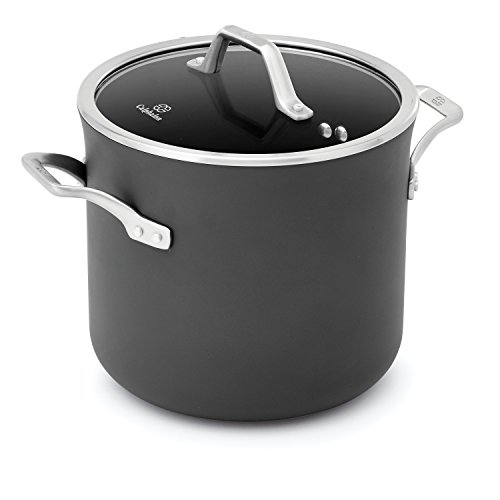 Calphalon Signature 8 Quart Covered Stock Pot|Hard Anodized Nonstick Pot with Lid, Black