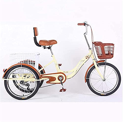 GRDDBZA Adult Tricycle - 3 Wheel Bikes for Adults Shopping Adult Tricycle 3 Wheel Trike Single Speed 20 Inch Three Wheels Bicycles with Backrest and Cargo Basket for Seniors Women Men
