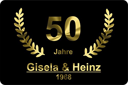 Verlag HE Fußmatte Goldene Hochzeit Jubiläum Geschenk Silber Diamant Schild personalisiert Name...