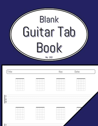 Blank Guitar Tab Book: Empty Tab Staves with Chord Diagrams Above Each Line. Suitable for Beginners - Children and Adults.