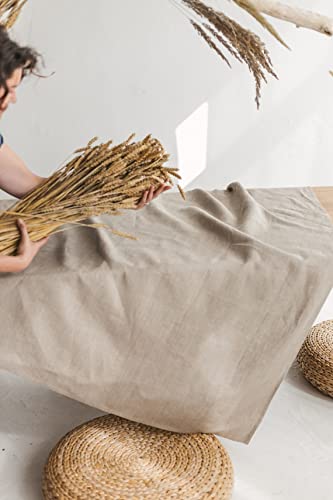 Pure 100% Flax Linen Tablecloth - 57X88-Inch Rectangle Table Cover - Natural Color Rectangle Table Cloth - Heavyweight Thick Linen Fabric #TOP3