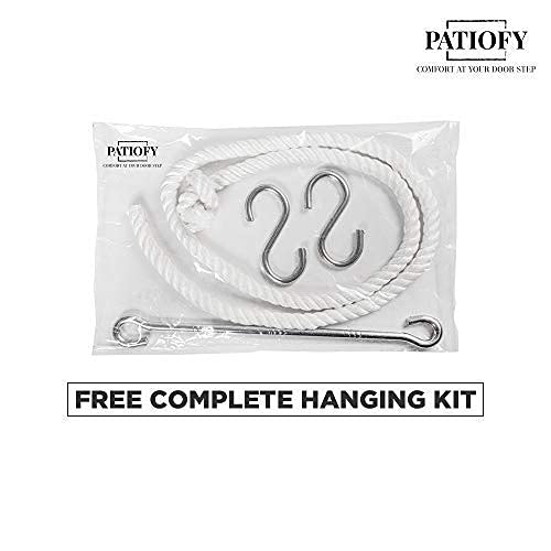 Image of Patiofy Made in India Large Size Swing Chair /with Free Complete Hanging Kit Hanging Chair Handmade 100% Cotton for Comfort Indoor & Outdoor /Swings for Home, Garden (120 Kg Capacity /White in Color)