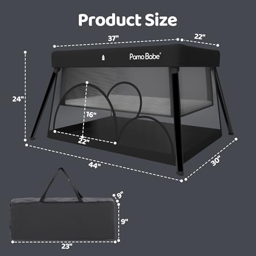 Pamo Babe Travel Crib Lightweight Playpen Baby Playard with Bassinet Portable Mini Playard
