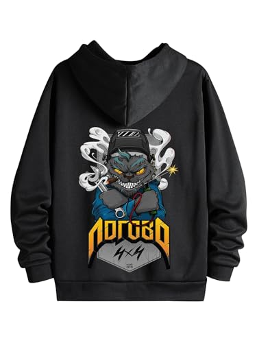 Image of Dagcros Hoodies Fleece Lined Casual Sweatshirts Athletic Printed Workout Pullover with Kangaroo Pocket for Men's