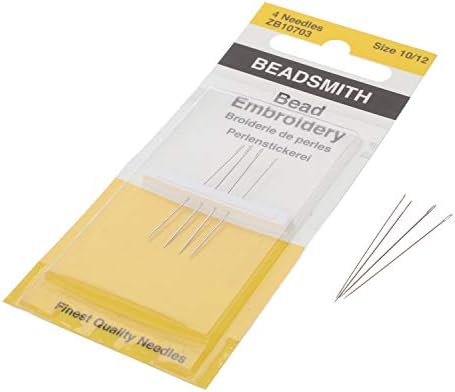 The Beadsmith Bead Embroidery Needles, Size 10 and 12 Assortment, Pack of 4, European Quality, Ideal for Right Angle Weave - The Blunt Tips Will not fray Threads as They Pass!
