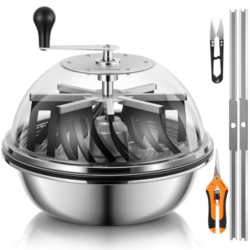 VIVOSUN 16 inch Bud Leaf Bowl Trimmer- Clear Visibility Dome Sharp Stainless Steel Blades for Spin Cut & Solid Metal Gear Box Hand Pruner Included (Upgraded Version)