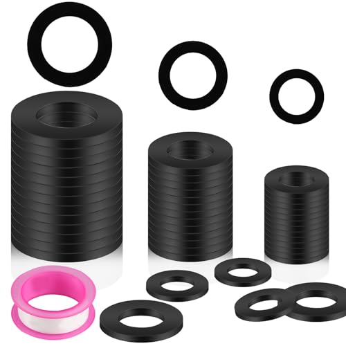 36 Pcs Joint Torique d'étanchéité en Caoutchouc, Joint Torique pour Bonde Bague d'étanchéité, Joint Plat Caoutchouc, Joints d'étanchéité pour Robinets Bonde Lavabo Salle de Bain 1/2 3/4 1