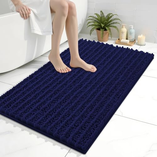 Image of Arotive Luxury Bathroom Rugs 36x24, Extra Soft Thick Absorbent Shaggy Chenille Bath Rugs, Machine Wash Dry, Bath Mats for Bathroom Floor, Tub and Shower, Home Decor Accessories, Navy