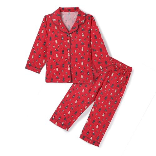 Image of Girls Premium Cotton Full Sleeves Printed Nightsuit Set | Collar Style Night Dress for Girls | Soft & Breathable Pajama Set | Trendy Kids Sleepwear & Nightwear