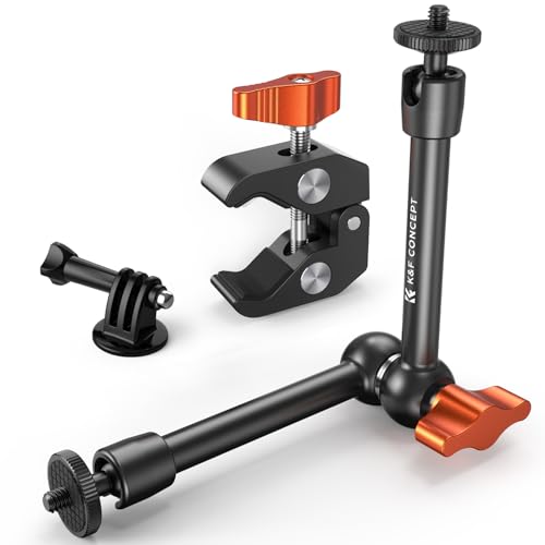 Image of K&F CONCEPT 9.8 inch Magic Arm Clamp Kit with 1 /4 inch & 3 /8 inch Thread Screw 360 Ball Heads Articulating Magic Arm with Tripod Mount Adapter for Gopro /LED Lights /Monitor /Flash /Microphone /DSLR Camera