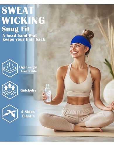 Image of Headbands for Men & Women, Sweat Headband Non-Slip Sweatband Sports Running Cycling Yoga Basketball Workout Football Training