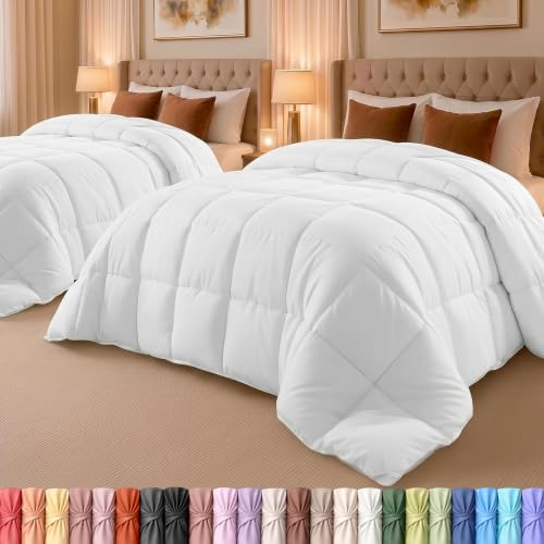 Image of Utopia Bedding Queen Comforter 2 Pack, Duvet Insert, White, 88 x 88 Inches