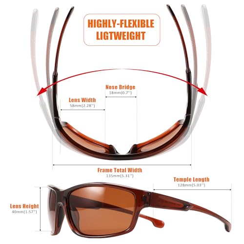 FEISEDY Fishing Sunglasses Men Women, Polarized UV400 Protection, Lightweight Wrap Around Frame B01954