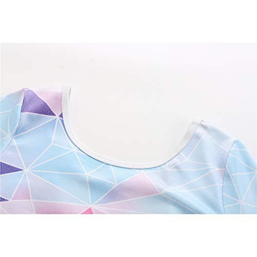 Girls Gymnastics Leotards Ballet Dance Geometric Metallic Leotards Long Sleeve Unitards Bodysuit Dancewear Size 12