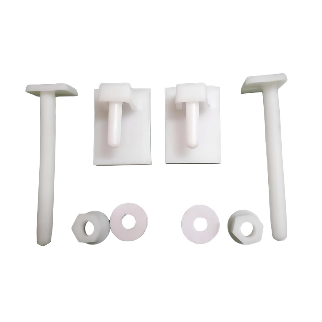 ELEGANT CASA Western Toilet Seat Cover Screw, Nuts and Washers Hinges Kit Clamp PVC Universal Mounting Hardware for Bathroom Commode Complete Set White Colour Size 35mm x 50mm Bolt 80MM-image-25