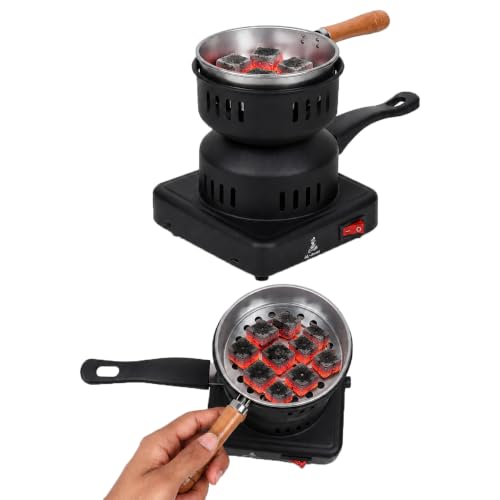 Image of Al-Afandi 1000w Hot Plate Charcoal Burner Sigdi Electric Stove Insant Coal Burner Coffe Maker, Boiling Water, Making Tea 5 minutes Coal Heater - Black