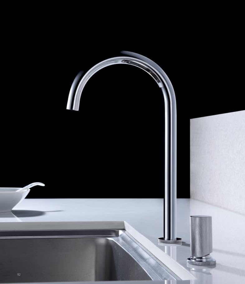 IMEX Grifo Cocina - MANACOR Grifo Cocina Monomando en Dos Partes Independientes, Cuerpo de Latón, Cartucho Cerámico Ø25mm, Diseño Moderno y Funcional (CROMADO)