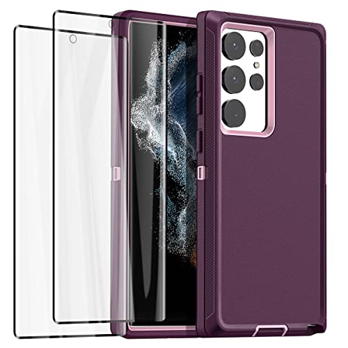 AICase for Samsung Galaxy S23 Ultra Case, with Screen Protector Rugged Heavy Duty Protective Phone Case, Shockproof Drop Military Grade Tough Cell Phone Case for Samsung S23 Ultra 5G, Night Purple