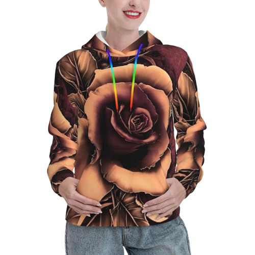 Sweat à capuche rose gothique EdWal pour femme - Pull ajusté noir