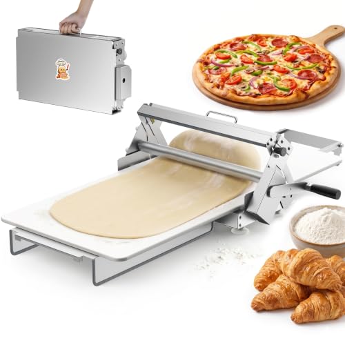 Huanyu Manual Dough Sheeter 15.7”, 10 Adjustable Thickness 0...