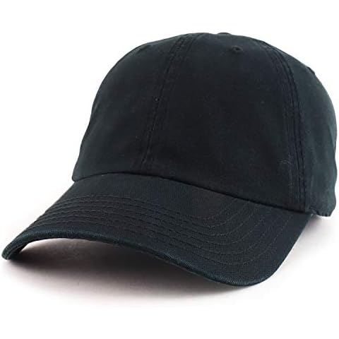 Armycrew Oversize 2XL Garment Washed Soft Cotton Canvas Dad Hat Cap, Black, XXL Cover