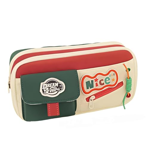 Image of Zqiue Large Capacity Cute Aesthetic Pencil Case with Multi Compartments, Multi-Pocket Pastel Pen Pouch Organizer with Zipper, Kawaii School Supplies Bag for Girls, Teens & Students