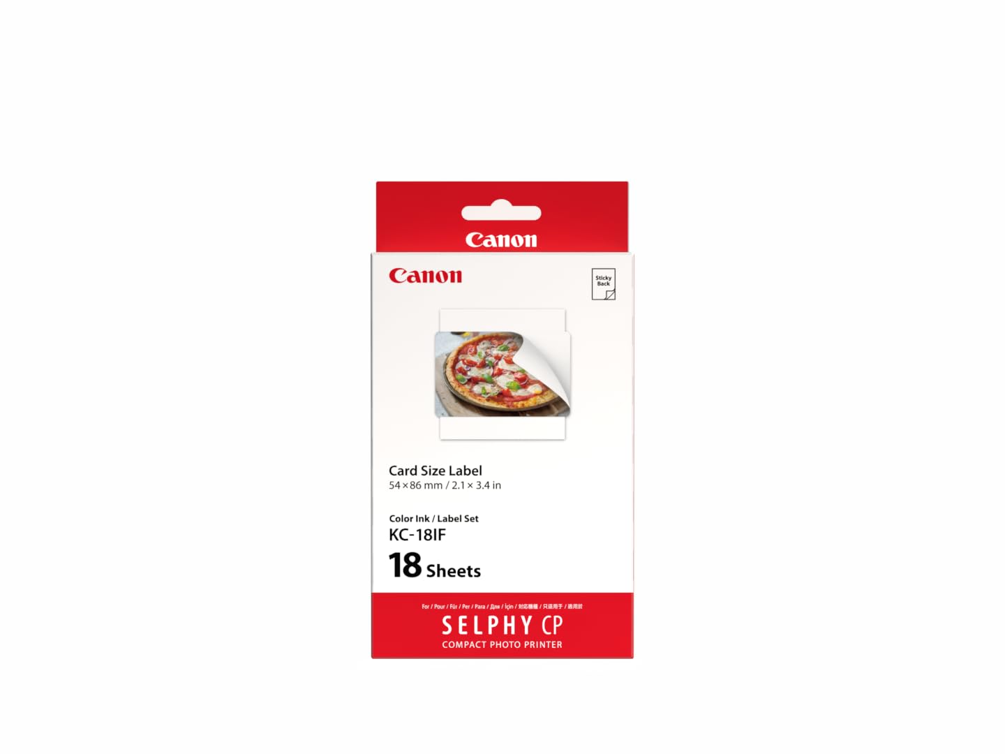 Canon KC-18IF zestaw tuszu/papieru (18 x etykieta rozmiaru karty kredytowej) do serii SELPHY CP, 18 sztuk