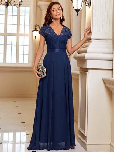 Miusol Women's Elegant Floral Lace Formal V Neck Bridesmaid Party Dress4