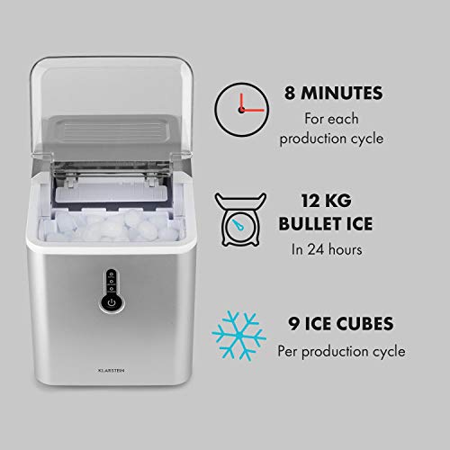 Klarstein Eiswürfelmaschine Klein 1,5L für große Eiswürfel