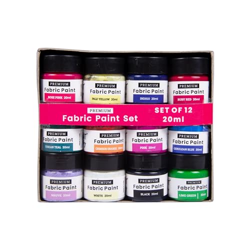 Image of Little Birdie Fabric Paint Set 12 colours X 20ml each | Paint for Fabric, Canvas, Paper, Wood, Furniture, DIY Craft, Home Decor | Multi Surface Paint